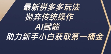 最新拼多多玩法，抛弃传统操作，AI赋能，助力新手小白获取第一桶金小白网创_互联网创业项目_网络创业小白网创