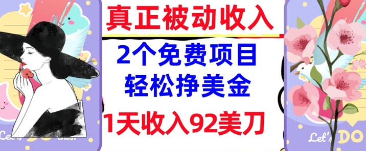 2个免费项目，轻松挣美金，1天收入92刀，0门槛，真正被动收入小白网创_互联网创业项目_网络创业小白网创