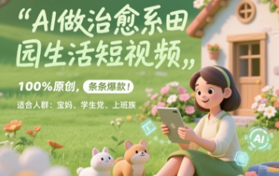AI做治愈系田园生活短视频，100%原创，条条爆款，无脑矩阵， 适合小白小白网创_互联网创业项目_网络创业小白网创