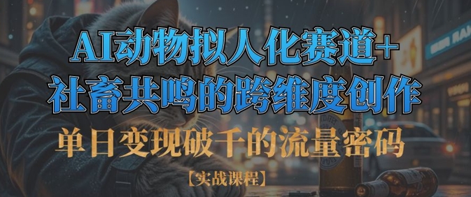 单日变现破千的流量密码，AI动物拟人化赛道+社畜共鸣的跨维度创作小白网创_互联网创业项目_网络创业小白网创