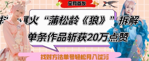 爆火“蒲松龄《狼》”实战拆解，仅6条作品涨粉24W，单条作品收获20W点赞，找对方法轻松起号月入过W小白网创_互联网创业项目_网络创业小白网创