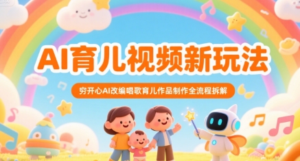 AI育儿视频新玩法，穷开心AI改编唱歌育儿作品制作全流程拆解小白网创_互联网创业项目_网络创业小白网创