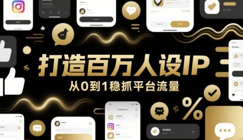 打造百万人设IP，从0到1稳抓平台流量小白网创_互联网创业项目_网络创业小白网创