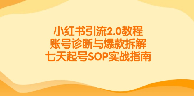 （14981期）小红书引流2.0教程，账号诊断与爆款拆解，七天起号SOP实战指南小白网创_互联网创业项目_网络创业小白网创