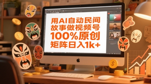 用AI自动民间故事做视频号，100%原创，矩阵日入1k+小白网创_互联网创业项目_网络创业小白网创