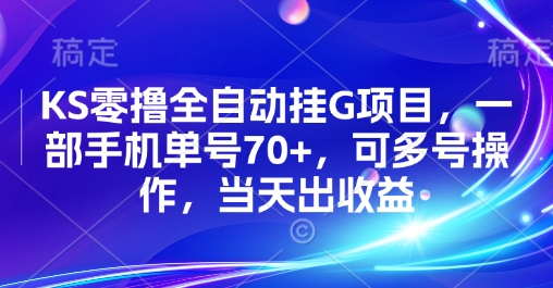 KS零撸全自动挂G项目，一部手机单号70+，可多号操作，当天出收益【揭秘】小白网创_互联网创业项目_网络创业小白网创