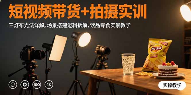 （15540期）短视频带货+拍摄实训：三灯布光法详解,场景搭建逻辑拆解,饮品零食实景教学小白网创_互联网创业项目_网络创业小白网创