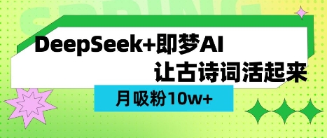 用DeepSeek做AI 古诗词视频，涨粉 10W+(保姆级教程)小白网创_互联网创业项目_网络创业小白网创