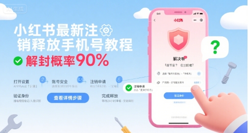 小红书最新注销释放手机号教程，解封概率90%小白网创_互联网创业项目_网络创业小白网创