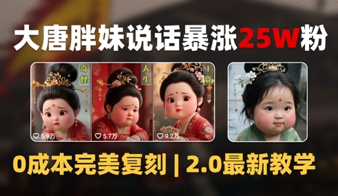 AI大唐胖贵妃说话2.0，40条视频暴涨40w粉，附独家变现攻略小白网创_互联网创业项目_网络创业小白网创