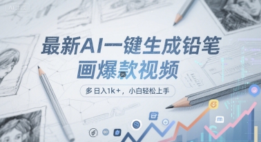最新AI一键生成铅笔画爆款视频，多平台分发，日 入1k+，小白轻松上手【揭秘】小白网创_互联网创业项目_网络创业小白网创