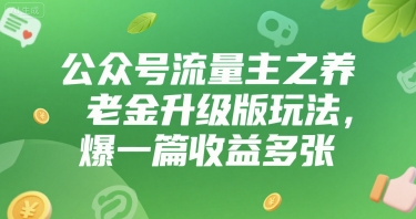 公众号流量主之养老金升级版玩法，爆一篇收益多张小白网创_互联网创业项目_网络创业小白网创