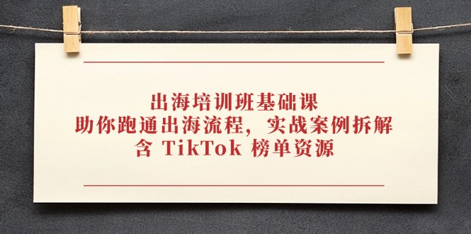 （14555期）出海培训班基础课，助你跑通出海流程，实战案例拆解，含 TikTok 榜单资源小白网创_互联网创业项目_网络创业小白网创
