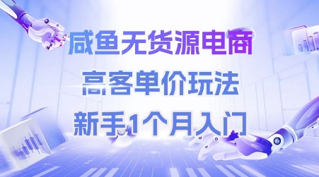 咸鱼无货源电商，高客单价玩法，新手1个月入门小白网创_互联网创业项目_网络创业小白网创