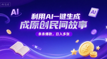 利用AI一键生成原创民间故事，无限制生成，条条爆款，日入多张小白网创_互联网创业项目_网络创业小白网创
