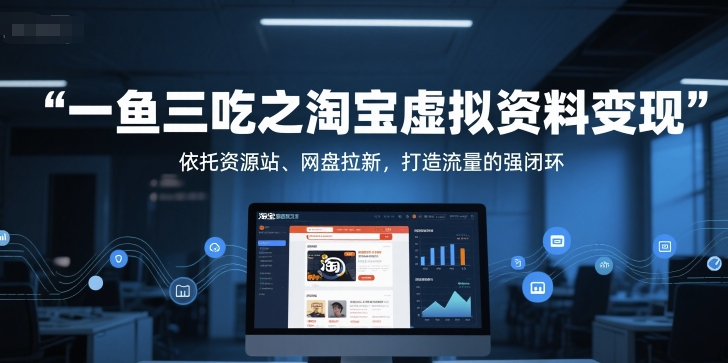 一鱼三吃之淘宝虚拟资料变现，依托资源站、网盘拉新，打造流量的强闭环小白网创_互联网创业项目_网络创业小白网创
