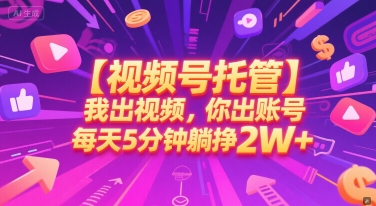 【视频号托管 】我出视频，你出账号，每天5分钟发布，最高躺挣2W+【揭秘】小白网创_互联网创业项目_网络创业小白网创