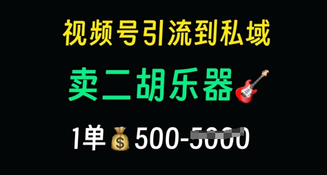 视频号引流到私域卖二胡乐器，1单利润5张，长期稳定项目小白网创_互联网创业项目_网络创业小白网创