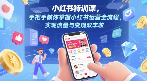 小红书特训课，手把手教你掌握小红书运营全流程，实现流量与变现双丰收小白网创_互联网创业项目_网络创业小白网创