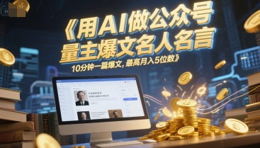 用AI做公众号流量主爆文名人名言，10分钟一篇爆文，最高月入5位数小白网创_互联网创业项目_网络创业小白网创