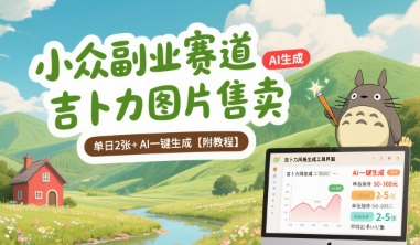 小众副业赛道 吉卜力图片售卖 单日2张+ AI一键生成【附教程】小白网创_互联网创业项目_网络创业小白网创