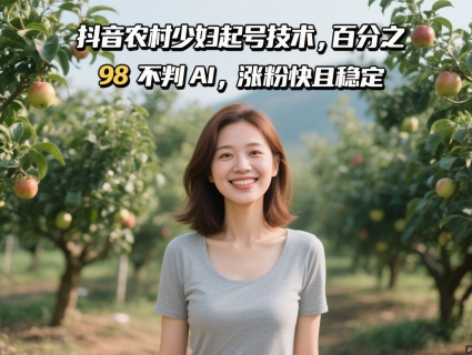 抖音农村少妇起号技术，百分之98不判AI，涨粉快且稳定小白网创_互联网创业项目_网络创业小白网创
