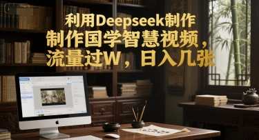 利用Deepseek制作国学智慧视频，流量过W，日入几张小白网创_互联网创业项目_网络创业小白网创