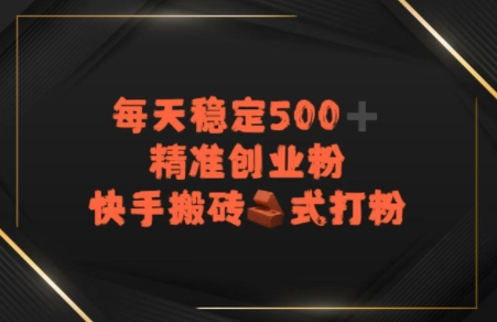 快手搬砖式打粉，每天稳定500+精准创业粉小白网创_互联网创业项目_网络创业小白网创