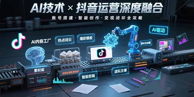 （15630期）AI技术与抖音运营的深度融合应用：涵盖账号搭建、内容创作、收益变现等小白网创_互联网创业项目_网络创业小白网创