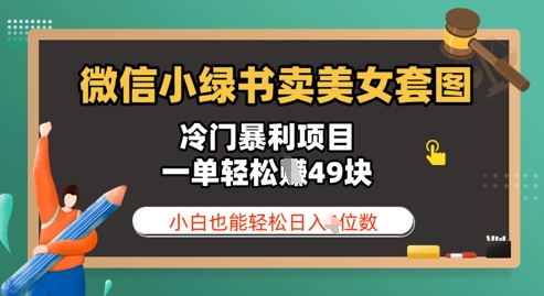 微信小绿书卖美女套图，冷门暴利项目，一单轻松挣49块，小白也能轻松日入3位数小白网创_互联网创业项目_网络创业小白网创