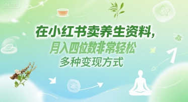 在小红书卖养生资料，月入四位数非常轻松，多种变现方式小白网创_互联网创业项目_网络创业小白网创