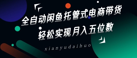 全自动闲鱼托管式电商带货，轻松实现月入五位数【揭秘】小白网创_互联网创业项目_网络创业小白网创