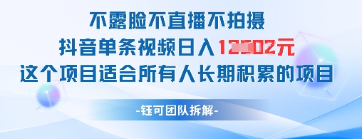 不露脸不直播不拍摄抖音单条视频日入1k+这个项目适合所有人长期积累的项目小白网创_互联网创业项目_网络创业小白网创