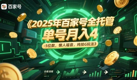 2025年百家号全托管，单号月入4-5位数，懒人福音，纯挂G玩法【揭秘】小白网创_互联网创业项目_网络创业小白网创