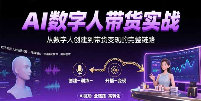 （15547期）AI数字人+带货实战：从数字人创建到带货变现的完整链路小白网创_互联网创业项目_网络创业小白网创