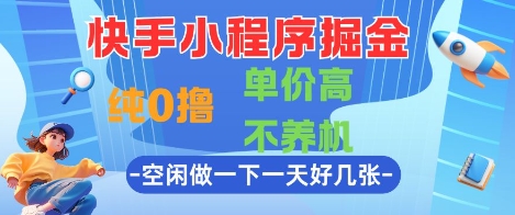 快手小程序掘金，纯0撸，单价高不养机 利用空闲时间做一做，一天好几张【揭秘】小白网创_互联网创业项目_网络创业小白网创