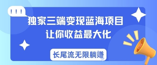 独家三端变现蓝海项目，让你收益最大化，长尾流无限躺挣小白网创_互联网创业项目_网络创业小白网创