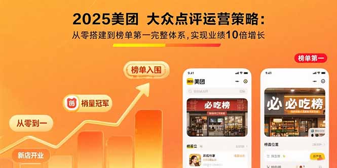 （15602期）2025美团 大众点评运营策略:从零搭建到榜单第一完整体系,实现业绩10倍增长小白网创_互联网创业项目_网络创业小白网创