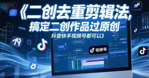 短视频二创去重剪辑法，搞定二创作品过原创，抖音快手视频号都可以小白网创_互联网创业项目_网络创业小白网创