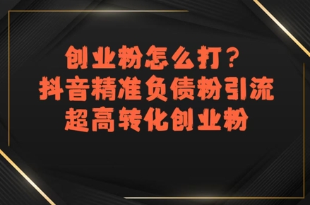 创业粉怎么打？抖音精准负债粉引流，超高转化创业粉小白网创_互联网创业项目_网络创业小白网创