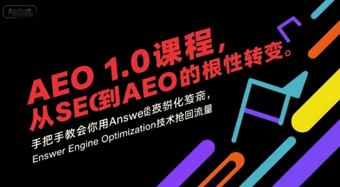 AEO 1.0 课程，从SEO到AE0的基命性转变，手把手教会你用AnswerEngineOptimization技术抢回流量小白网创_互联网创业项目_网络创业小白网创
