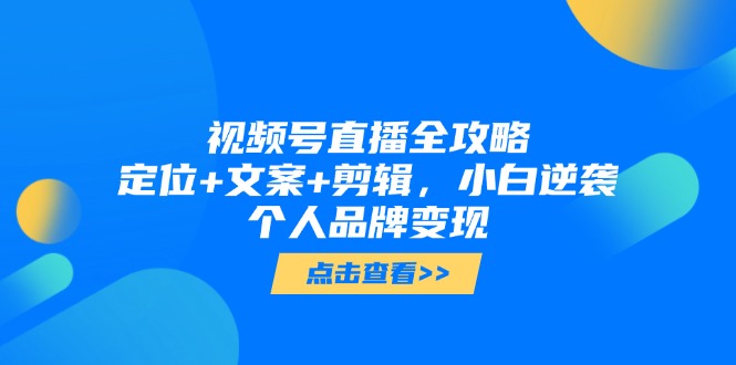 （14819期）视频号直播全攻略，定位+文案+剪辑，小白逆袭个人品牌变现小白网创_互联网创业项目_网络创业小白网创