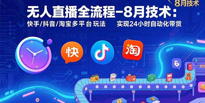 （15635期）无人直播全流程-8月技术：快手/抖音/淘宝多平台玩法 实现24小时自动化带货小白网创_互联网创业项目_网络创业小白网创