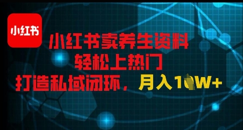 小红书卖养生资料轻松上热门，打造私域闭环，月入1W+小白网创_互联网创业项目_网络创业小白网创