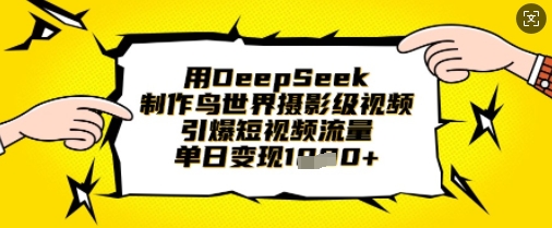 用DeepSeek制作鸟世界摄影级视频，引爆短视频流量，单日变现1k小白网创_互联网创业项目_网络创业小白网创
