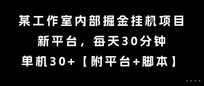 某工作室内部掘金挂G项目，新平台，每天30分钟，单机30+【揭秘】小白网创_互联网创业项目_网络创业小白网创