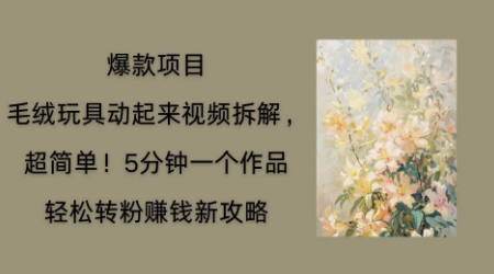 毛绒玩具动起来项目拆解，三四分钟一个作品，轻松转粉挣钱新玩法小白网创_互联网创业项目_网络创业小白网创
