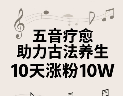 古法五音养生教程，五音疗愈的视频的制作方法，2-4小时就能学会，作者10天涨粉10W小白网创_互联网创业项目_网络创业小白网创