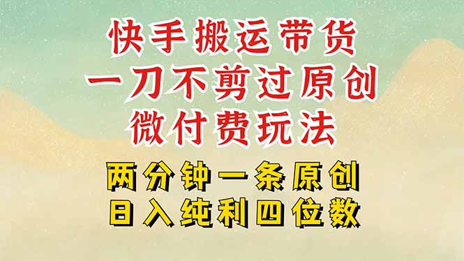 （15577期）快手黑科技搬运带货，一刀不剪过原创，微付费投流玩法，轻松日入四位数…小白网创_互联网创业项目_网络创业小白网创