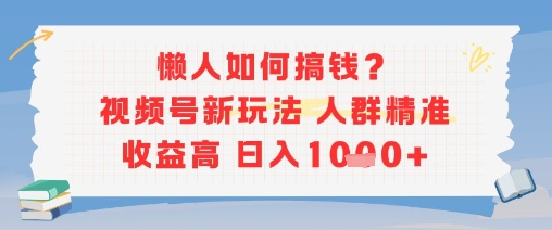 懒人如何搞钱？视频号新玩法，人群精准收益高，日入多张小白网创_互联网创业项目_网络创业小白网创